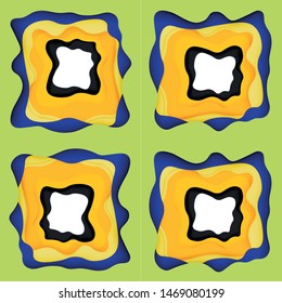 Abstract cut out abstract waves for web design. Color geometric pattern. Vector abstract geometric dynamic pattern frame. Vector line pattern, abstract texture. 3d paper layers