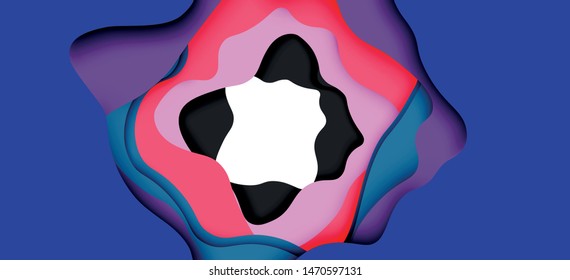 Abstract cut out abstract waves for web design. Color geometric pattern. Vector abstract geometric dynamic pattern frame. Vector line pattern, abstract texture. 3d paper layers