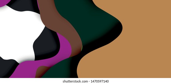 Abstract cut out abstract waves for web design. Color geometric pattern. Vector abstract geometric dynamic pattern frame. Vector line pattern, abstract texture. 3d paper layers