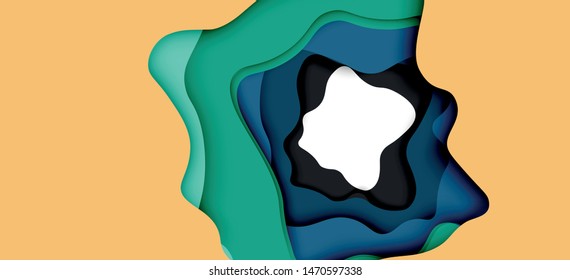 Abstrakt geschnitten abstrakte Wellen für Web-Design. Farbgeometrisches Muster. Abstrakter geometrischer dynamischer Musterrahmen für Vektorgrafiken. Vektorlinienmuster, abstrakte Textur. 3D-Papierschichten