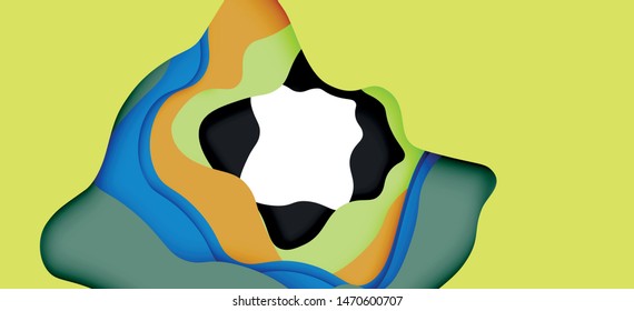 Abstract cut out abstract waves for web design. Color geometric pattern. Vector abstract geometric dynamic pattern frame. Vector line pattern, abstract texture. 3d paper layers