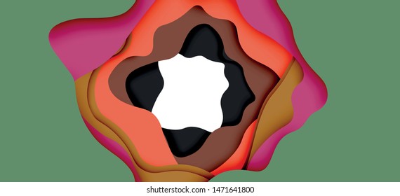 Resumen recortar ondas abstractas para el diseño web. Patrón geométrico de color. Marco de patrón dinámico geométrico abstracto vectorial. Patrón de línea del vector, textura abstracta. 3.ª capa de papel