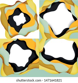Abstract cut out abstract waves for web design. Color geometric pattern. Vector abstract geometric dynamic pattern frame. Vector line pattern, abstract texture. 3d paper layers