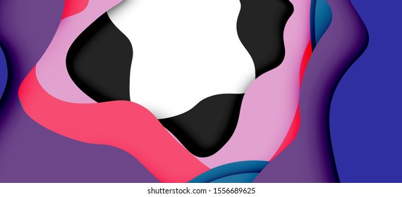 Abstract cut out abstract waves for web design. Color geometric pattern. Vector abstract geometric dynamic pattern frame. Vector line pattern, abstract texture. 3d paper layers