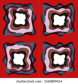 Resumen recortar ondas abstractas para el diseño web. Patrón geométrico de color. Marco de patrón dinámico geométrico abstracto vectorial. Patrón de línea del vector, textura abstracta. 3.ª capa de papel