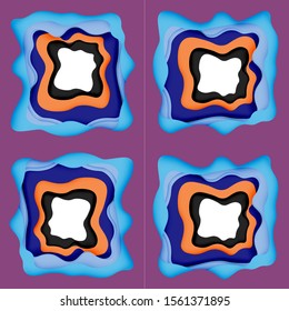 Abstract cut out abstract waves for web design. Color geometric pattern. Vector abstract geometric dynamic pattern frame. Vector line pattern, abstract texture. 3d paper layers