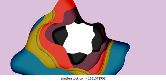 Abstract cut out abstract waves for web design. Color geometric pattern. Vector abstract geometric dynamic pattern frame. Vector line pattern, abstract texture. 3d paper layers
