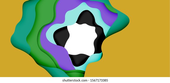 Resumen recortar ondas abstractas para el diseño web. Patrón geométrico de color. Marco de patrón dinámico geométrico abstracto vectorial. Patrón de línea del vector, textura abstracta. 3.ª capa de papel