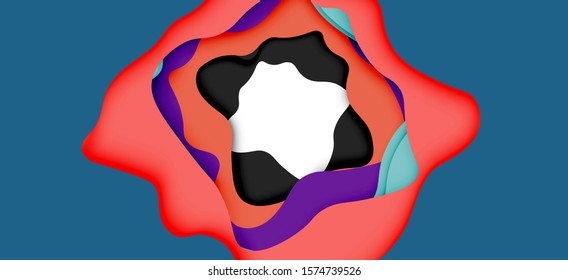 Abstract cut out abstract waves for web design. Color geometric pattern. Vector abstract geometric dynamic pattern frame. Vector line pattern, abstract texture. 3d paper layers