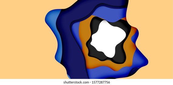 Abstract cut out abstract waves for web design. Color geometric pattern. Vector abstract geometric dynamic pattern frame. Vector line pattern, abstract texture. 3d paper layers