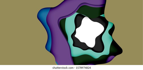 Abstract cut out abstract waves for web design. Color geometric pattern. Vector abstract geometric dynamic pattern frame. Vector line pattern, abstract texture. 3d paper layers