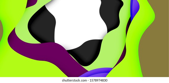 Abstract cut out abstract waves for web design. Color geometric pattern. Vector abstract geometric dynamic pattern frame. Vector line pattern, abstract texture. 3d paper layers