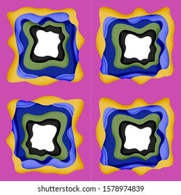 Abstract cut out abstract waves for web design. Color geometric pattern. Vector abstract geometric dynamic pattern frame. Vector line pattern, abstract texture. 3d paper layers