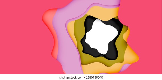 Resumen recortar ondas abstractas para el diseño web. Patrón geométrico de color. Marco de patrón dinámico geométrico abstracto vectorial. Patrón de línea del vector, textura abstracta. 3.ª capa de papel