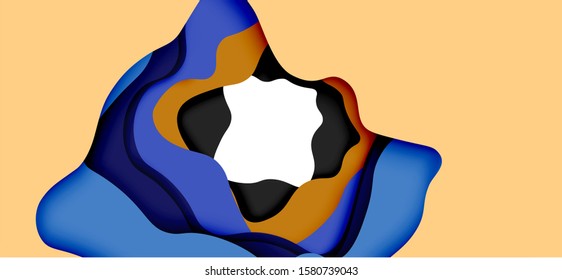 Abstract cut out abstract waves for web design. Color geometric pattern. Vector abstract geometric dynamic pattern frame. Vector line pattern, abstract texture. 3d paper layers