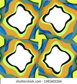 Abstract cut out abstract waves for web design. Color geometric pattern. Vector abstract geometric dynamic pattern frame. Vector line pattern, abstract texture. 3d paper layers