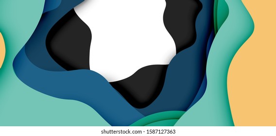 Abstract cut out abstract waves for web design. Color geometric pattern. Vector abstract geometric dynamic pattern frame. Vector line pattern, abstract texture. 3d paper layers