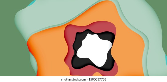 Abstract cut out abstract waves for web design. Color geometric pattern. Vector abstract geometric dynamic pattern frame. Vector line pattern, abstract texture. 3d paper layers
