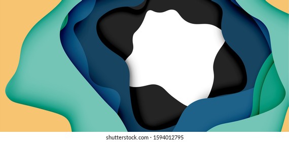 Abstract cut out abstract waves for web design. Color geometric pattern. Vector abstract geometric dynamic pattern frame. Vector line pattern, abstract texture. 3d paper layers
