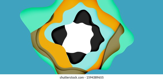 Abstrakt geschnitten abstrakte Wellen für Web-Design. Farbgeometrisches Muster. Abstrakter geometrischer dynamischer Musterrahmen für Vektorgrafiken. Vektorlinienmuster, abstrakte Textur. 3D-Papierschichten