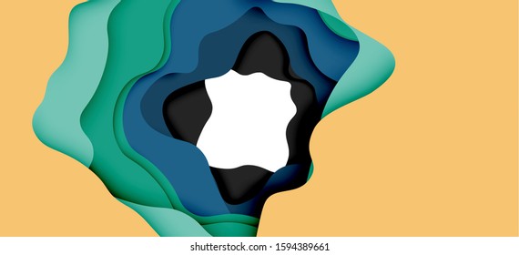 Abstract cut out abstract waves for web design. Color geometric pattern. Vector abstract geometric dynamic pattern frame. Vector line pattern, abstract texture. 3d paper layers