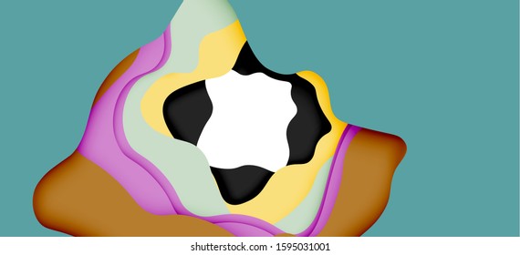 Resumen recortar ondas abstractas para el diseño web. Patrón geométrico de color. Marco de patrón dinámico geométrico abstracto vectorial. Patrón de línea del vector, textura abstracta. 3.ª capa de papel