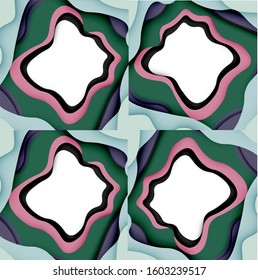 Abstract cut out abstract waves for web design. Color geometric pattern. Vector abstract geometric dynamic pattern frame. Vector line pattern, abstract texture. 3d paper layers