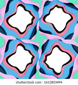 Abstract cut out abstract waves for web design. Color geometric pattern. Vector abstract geometric dynamic pattern frame. Vector line pattern, abstract texture. 3d paper layers