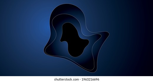 Abstract cut shape on Blue backdrop. Blue design element for holiday banner, poster. Paper cut style, Modern abstract vector illustration EPS 10.