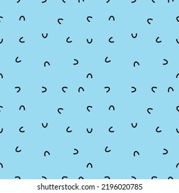 süße Vektorgrafik, u Wiederholmuster, nahtloses abstraktes Muster, blauer Hintergrund, süßes, schwarzes u Muster