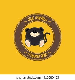 Abstract cute animal on a round label.