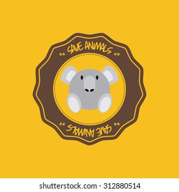 Abstract cute animal on a round label.