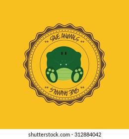 Abstract cute animal on a round label.