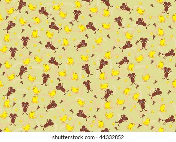 abstract cute animal pattern wallpaper, illustration