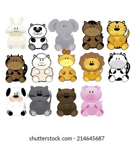 abstract cute animals on a white background