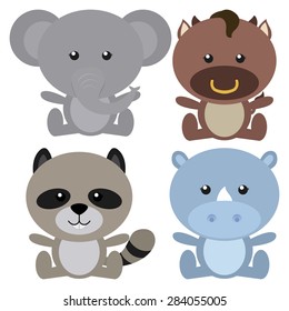 abstract cute animals on a white background
