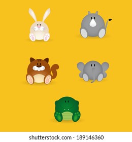 abstract cute animals on a yellow background