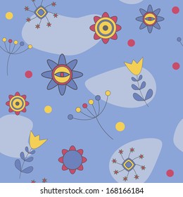 Abstract Cute Background  Flower Seamless Pattern Vector Illustration