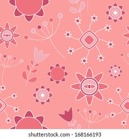 Abstract Cute Background  Flower Seamless Pattern Vector Illustration