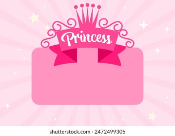 Abstract cute background with stars and Princess crown vector illustration. Abstract kawaii background. Decoration banner themed Lol surprise doll girlish style. Invitation card template