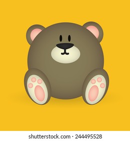 abstract cute bear on a yellow background