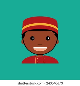 abstract cute bellboy on a blue background