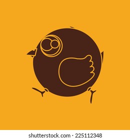 abstract cute bird on a yellow background