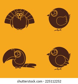 abstract cute birds on a yellow background