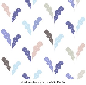 Abstract cute blue oak acorn leaves with dots design on white background pattern seamless wallpaper. Vector image