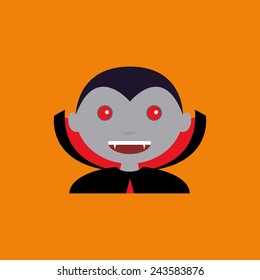 abstract cute boy with a cute costume on an orange background