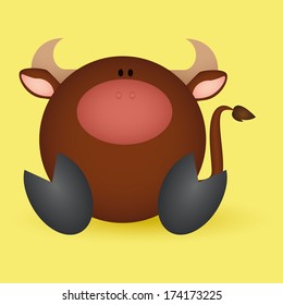 abstract cute bull on a yellow background