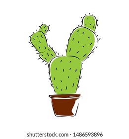 abstract cute cactus on a white background