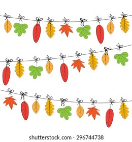 Abstract and cute card with colorful autumn leafs