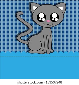 abstract cute cat on special blue background